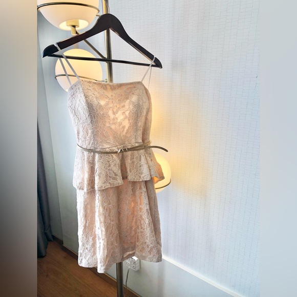 City Studio Juniors Pale Peach Lace Halter Dress - Picture 12 of 14